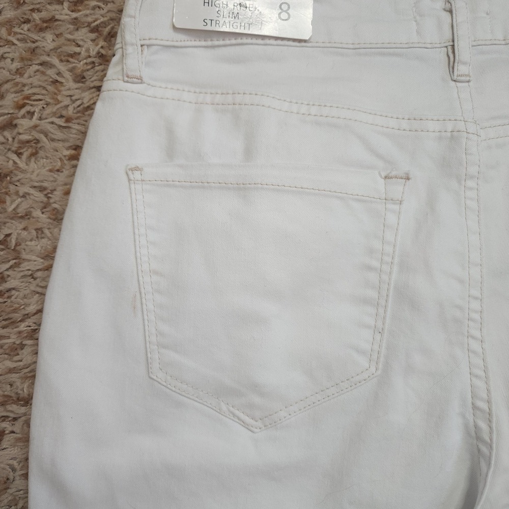 Nicole Miller Soho Slim Straight Jeans Womens 8 White High Rise Stretch Denim - Picture 11 of 12